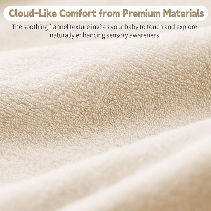 Velvet Baby Play Mat for Floor, 1.3" Thick Elasti-Foam 50"×50" Playpen Mat with Removable & Washable Velvet Cover for Toddler, Infant,Kids, Non-Slip Crawling Mat for Tummy Time (Beige)