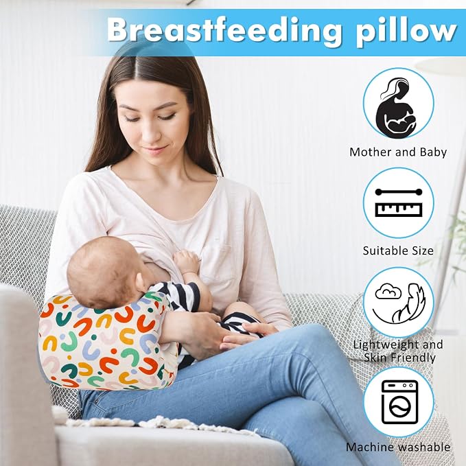 Baby Feeding Arm Pillow,Nursing Arm Pillows for Breastfeeding，Soft Cotton for Newborn, More Support for Mom and Baby,Portable and Washable,Ergonomic Nursing Essentials（Rainbow）