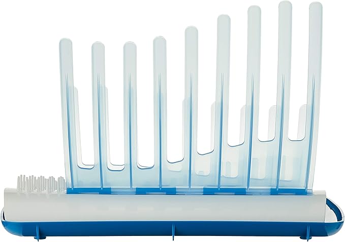 Dr. Brown's Folding Baby Bottle Drying Rack for Easy Storage, Dry Nipples, Pacifiers and Other Baby Essentials, BPA-free & Natural Flow Anti-Colic Options+ Narrow Glass Baby Bottle 8 oz/250 mL