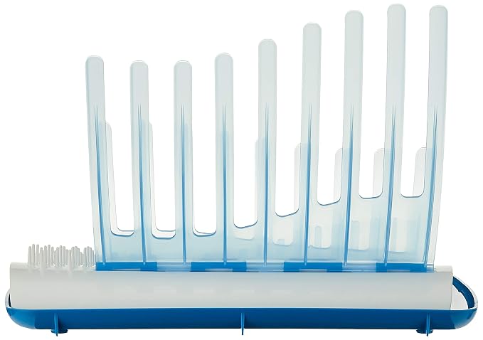 Dr. Brown's Folding Drying Rack for Bottles & Essentials + Anti-Colic Options+ Narrow Baby Bottles, 8 oz, Level 1 Slow Flow Nipple, 4 Pack