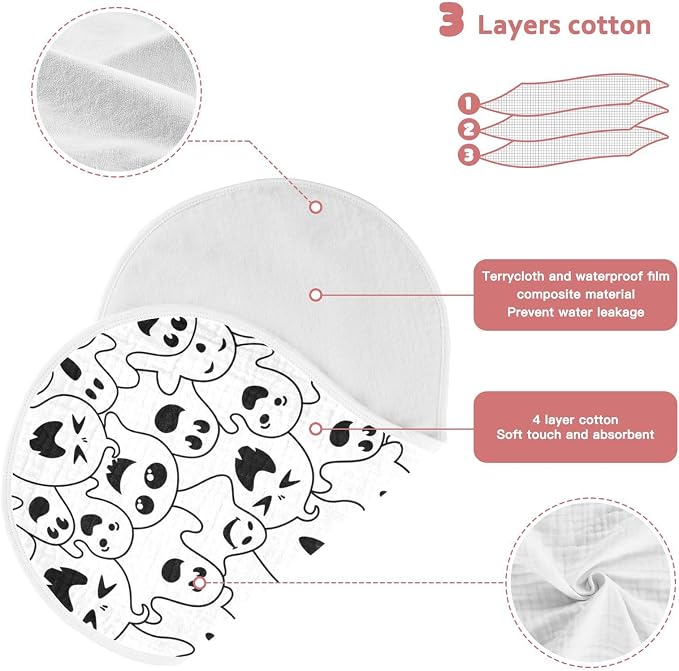 Muslin Burp Cloths for Baby Boys and Girls - 4-Pack Ultra Absorbent Halloween Ghosts Muslin Washcloths, Newborn Towel, Milk Spit Up Rags, Burp Cloth Bib for Unisex, 22 x 11 Inch
