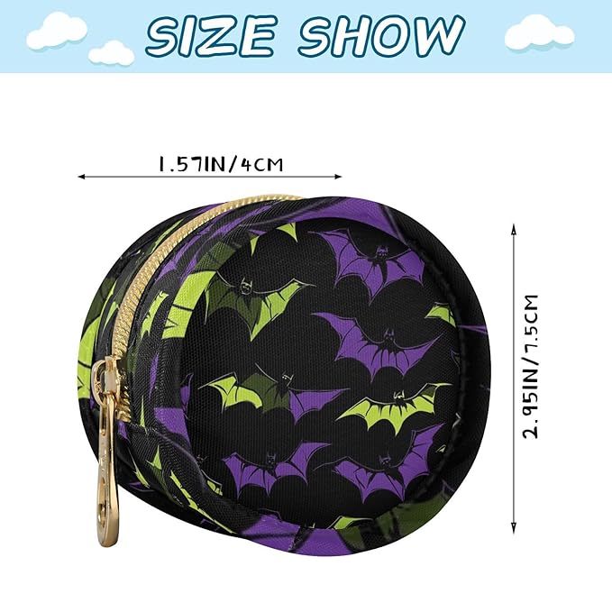 Pacifier Holder with Clip Pacifier Case for Diaper Bag Round Baby Pacifier Pouch Box Bag Portable Halloween Bats Black