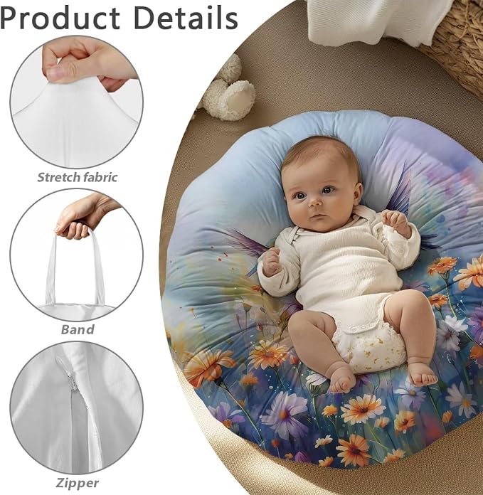 Elegant Hummingbird Stretchy Nursing Pillow Covers Breast Feeding Pillows Covers for Moms Ultra Soft Snug Fits On Infant Nursing Pillow Nursing Pillow Case for Newborn
