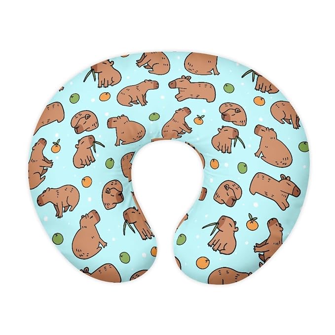 Colored Orange and Capybara Breastfeeding Pillows Ultra Soft Newborn Feeding Pillow Cover Stain Resistant and Scratch Resistant
