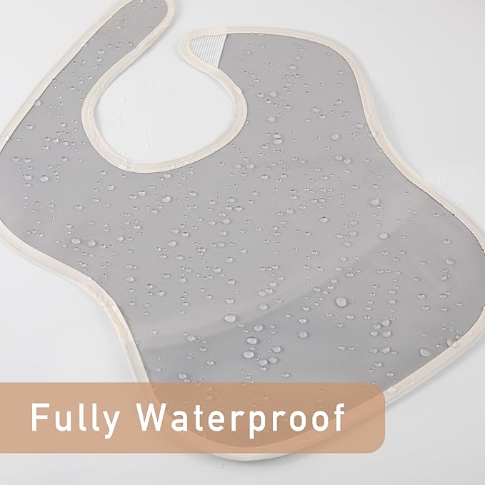3-Pack Waterproof Baby Bibs for Eating - Mess Proof Lightweight Toddler Feeding Bibs with Large Food Catcher, Food-Grade Baby Eating Essentials, Easy to Put On & Clean(Olive Green Floral)
