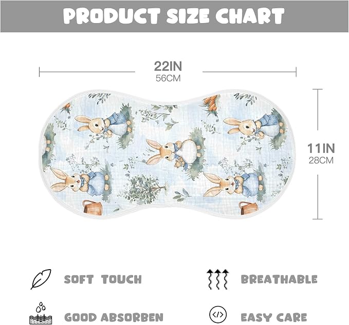 vvfelixl Baby Burp Cloths Peter Bunny Friend Baby Newborn Cotton Burping Cloths Set Babys Washcloths 4 Pack