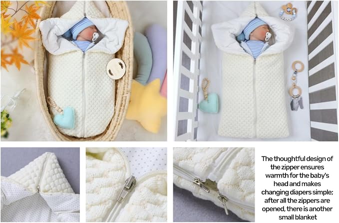 Baby Swaddle Sleep Sack Infant Knit Receiving Blanket Newborn Winter Warm Essentials 0-12Months Beige