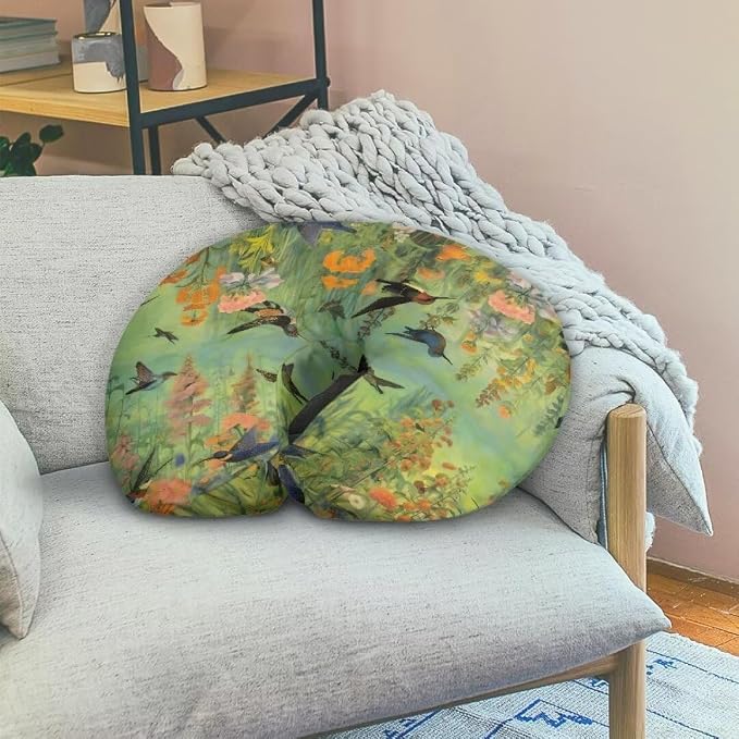 Bird Flower Baby Nursing Pillow Cover for Breastfeeding Moms, Breathable Neutral Breastfeeding Pillow Cover for Bottle Feeding (22"x18"x6")
