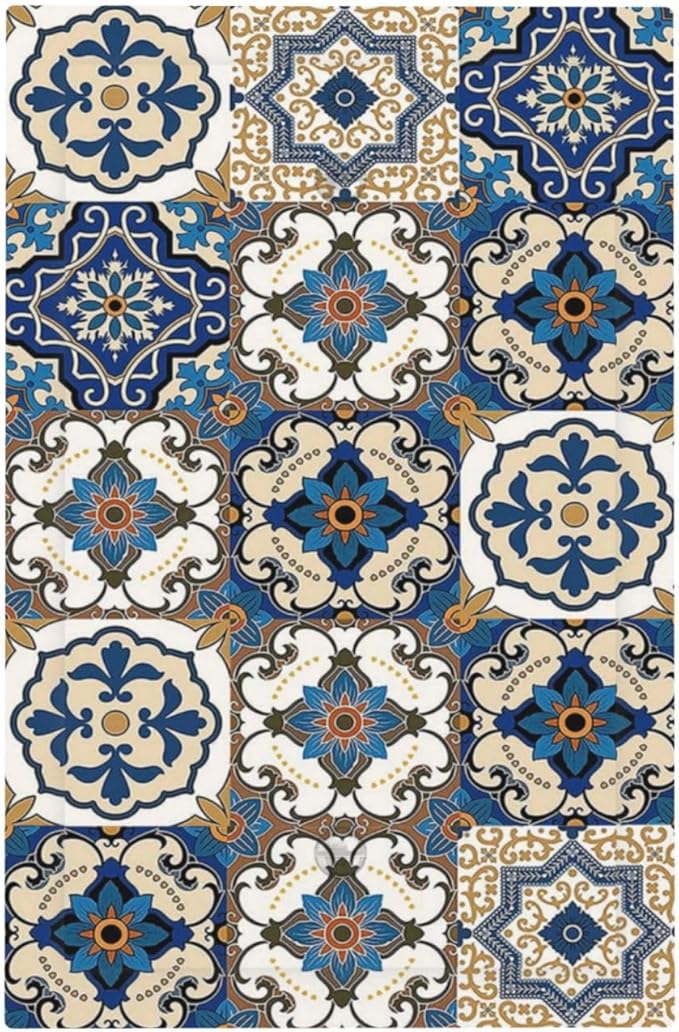 Boho Talavera Decorative Tile Moroccan Mandala Print Light Switch Cover Plate 1 Gang No Device Blank Electrical Wall Plates Faceplate Decorative Switch Plate Covers for Bathroom Kitchen Decor