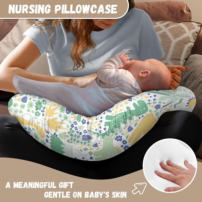 Cartoon Nursing Pillow Detachable Newborn Original Breastfeeding Slipcover Case and Positioner Washable Head Support Protector Cushion Essential with Hidden Zipper Easy Care