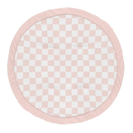 Sweet Jojo Designs Baby Play Mat (Pink Gingham Checkered Plaid) for Girls, Infant, Toddler Tummy Time Activity Floor Playmat (Vintage, Classic, Checkerboard, Geometric, Minimalist, Retro, Blush)