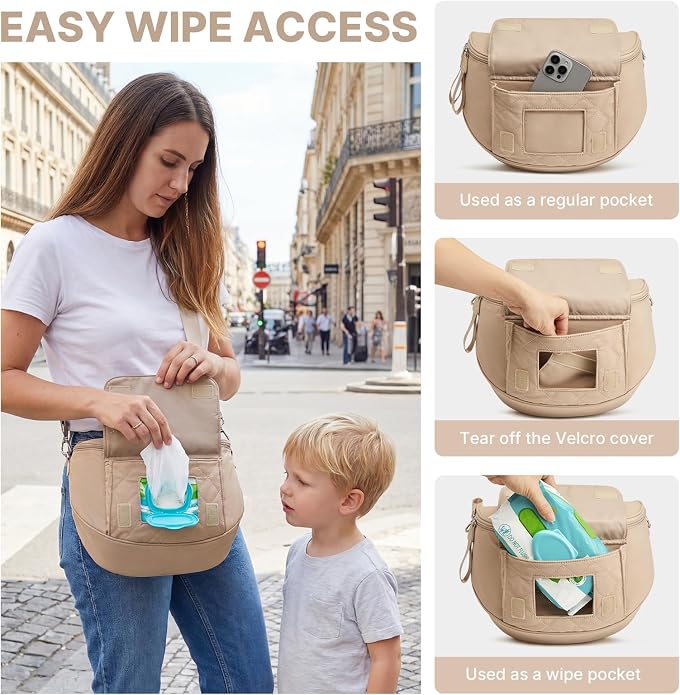 G4Free Small Diaper Bag with Portable Changing Pad Nylon Crossbody Purse Bum Bags with Wipe Pocket Women