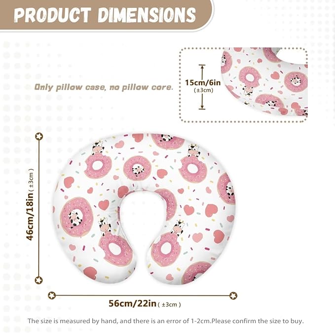 Donuts and Cows Breastfeeding Pillow Slipcover for Baby Breastfeeding Slipcover Infant Newborn Nursery Bottle Pillowcase Baby Essentials