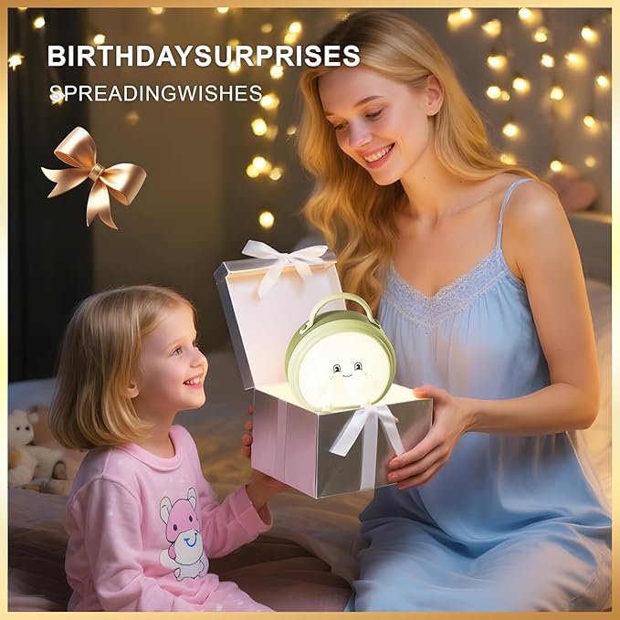 Night Light for Kids,Portable Touch Cordless Table & Bedside Lamp for Baby Nursery/Breastfeeding/Bedroom, 3 Levels Brightness+Silicone+Rechargeable, Cute Gifts for Girls/Baby/Toddler (Green)