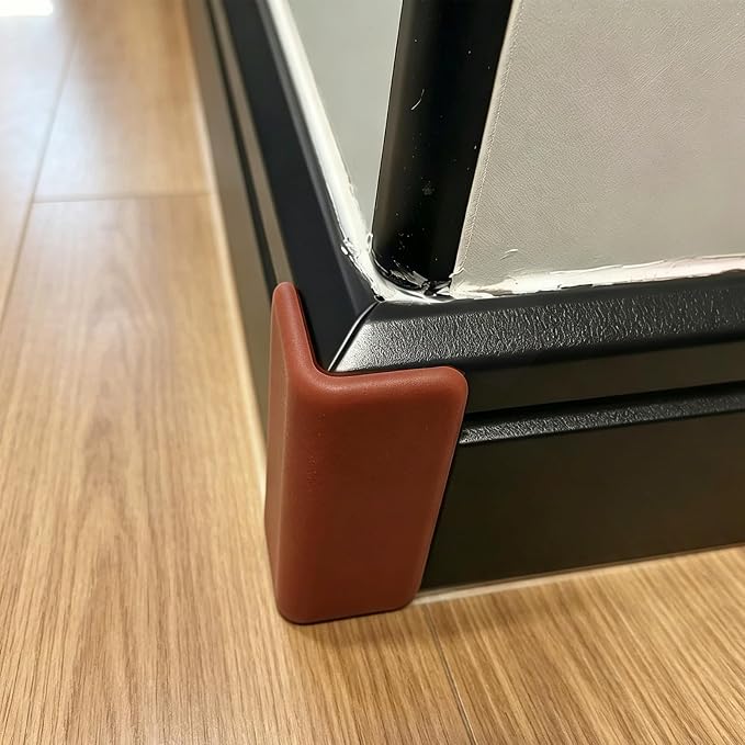 Self Adhesive Baseboard Corner Blocks, Thickened Rubber Corners Protectors Guards Trim for Wall,Furniture, Edge(Brown, 4PCS)