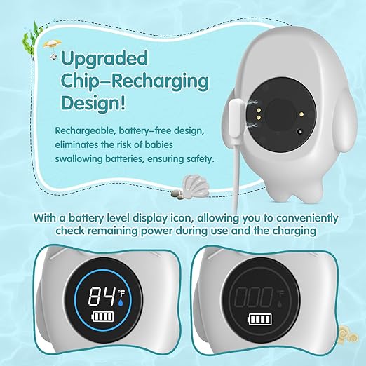 Rechargeable Bath Thermometer Baby Safety, Bath Temp Thermometer for Tub, Floating Shower Temperature Toy for Pregnancy Infant Kids
