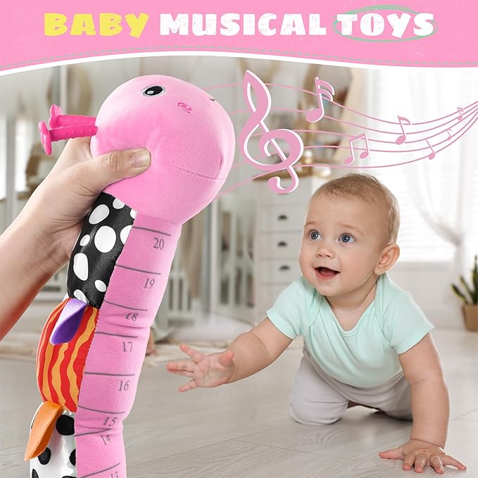 AWOTOY Baby Toys 6-12 Months Music Caterpillar,Stuffed Animals Infant Toys 0-3-6 Months,Baby Sensory Toys Tummy Time with Crinkle Rattle Teething Toys Boys Girls Gifts Birthday Easter Basket Stuffer