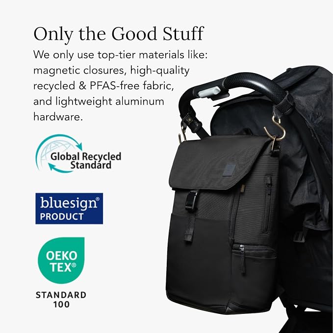 Huhu Diaper Bag Backpack – Large Baby Bag for Moms & Dads – Water-Resistant, Unisex Travel Kit for New Parents – Includes Changing Pad and 2 Organizer Pouches (Midnight Black)