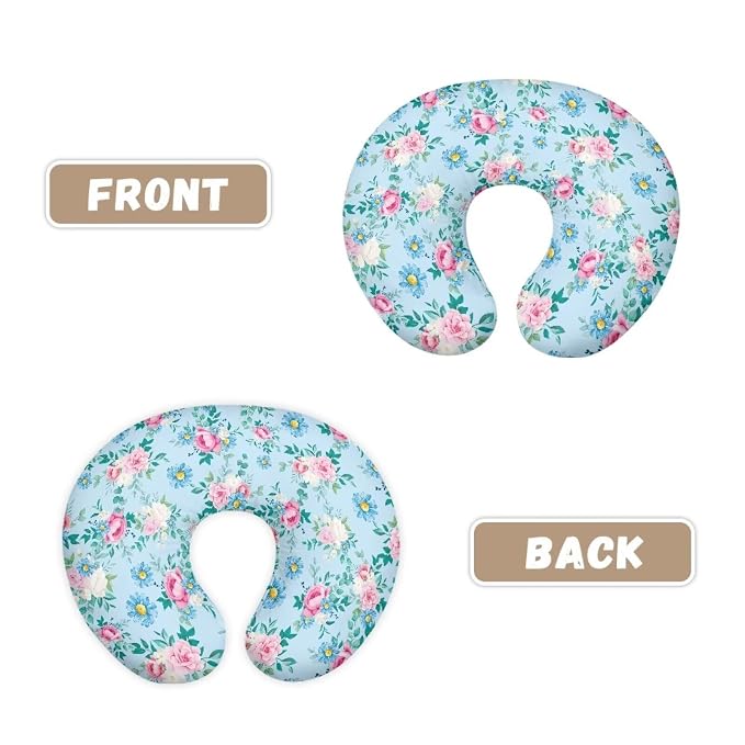 Pink Rose Nursing Pillow Cover, Super Soft Durable Breastfeeding Pillows for Baby Boys Girls, Breathable Replacement Baby Support Cover Fit for Most Standard Nursing Pillow