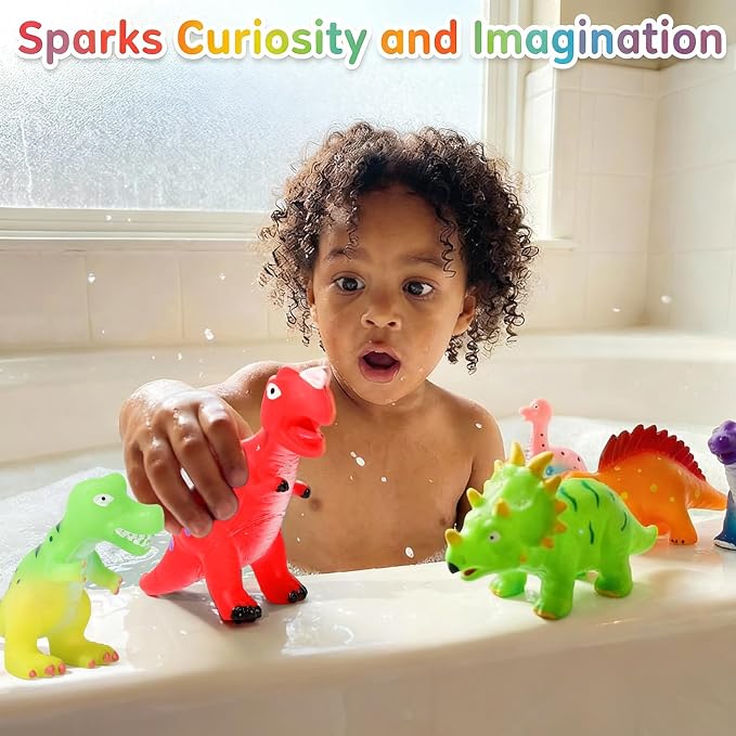 Color Changing Dinosaur Bath Toys: Fun Mold Free Bath Toys for Kids Ages 2-8 Who Hate Baths - Stops Bath Time Fights in 3 Seconds