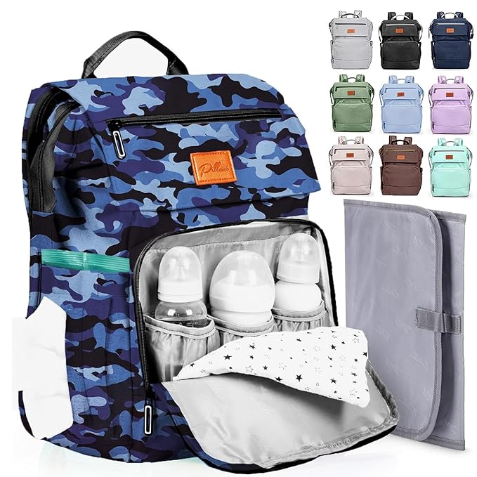 PILLANI Baby Diaper Bag Backpack - Large Bag for Boys & Girls, Waterproof Diaper Backpack - Travel Diaper Bags w/Changing Pad, Baby Registry Search & Shower Gifts - Essentials Must Haves Newborn Stuff