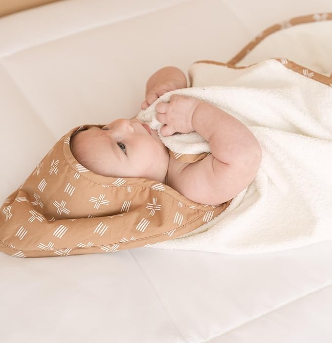 Crane Copper Dash Hooded Baby Towel - 100% Cotton Terry Cloth, 30" x 30", Beach & Pool Towel