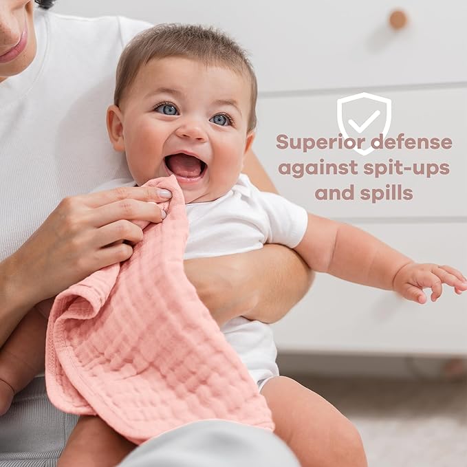 Comfy Cubs Muslin Burp Cloths 20" x 10", Pack of 6 - Large, 6-Layer, Ultra Absorbent 100% Cotton for Baby Drool and Messes - Soft, Safe & Gentle Baby Burp Cloths Set for Boys & Girls - Lace