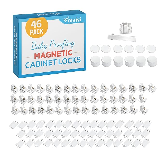 Vmaisi ChildProof Magnetic Cabinet Locks (46 Locks and 6 Keys)