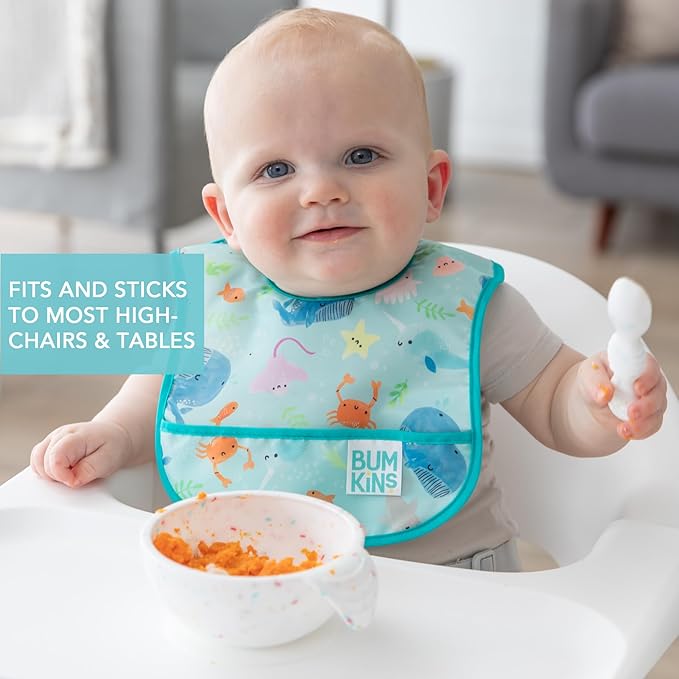Bumkins Baby Bowls, Silicone Baby Feeding Set, Suction Bowls for Baby and Toddler with Spoon and Lid, First Feeding Set, Platinum Silicone Bowl for Babies 4 Months