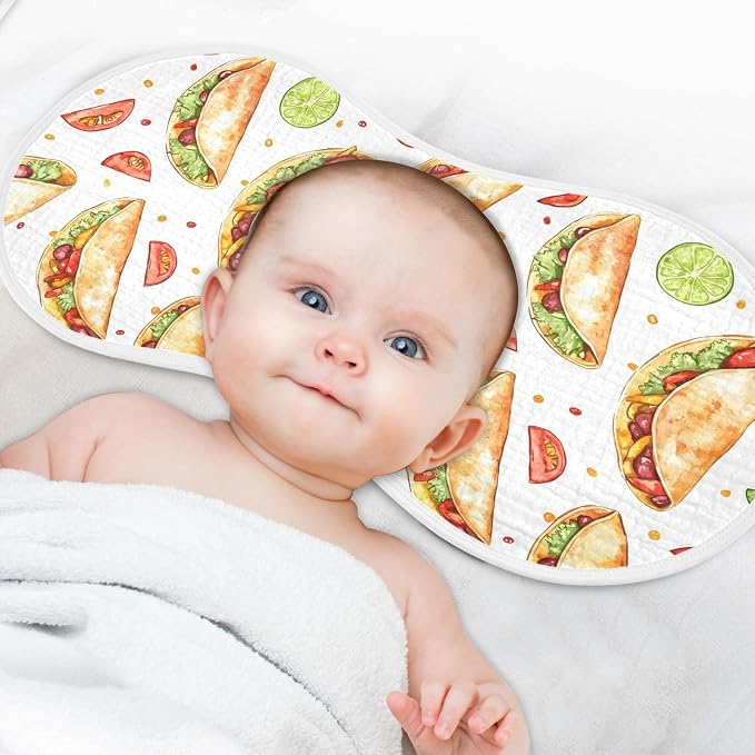 vvfelixl Cartoon Spicy Mexican Tacos Burp Cloths for Baby Boy Girls Baby Washcloths Burp Rags 1 Pack