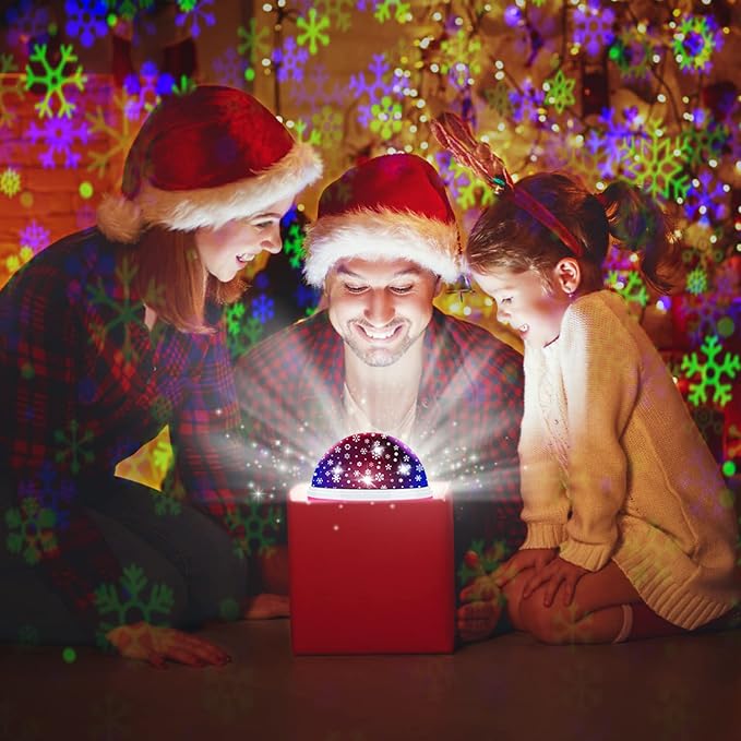 MOKOQI Snowflake Projector Night Light Indoor, Snowflake Nightlight with Timer, Star Lights Projector for Ceiling Kids Room Decor Gifts for 3-8 Year Old Girls Christmas Birthday Gift for Toddler