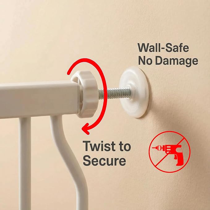 Extra Wide Baby Gate 48-53 Inch, Tension Mounted No Drilling, Pressure Mounted Indoor Safety Gate for Stairs & Doorways - Metal Design for Kids and Pets, White