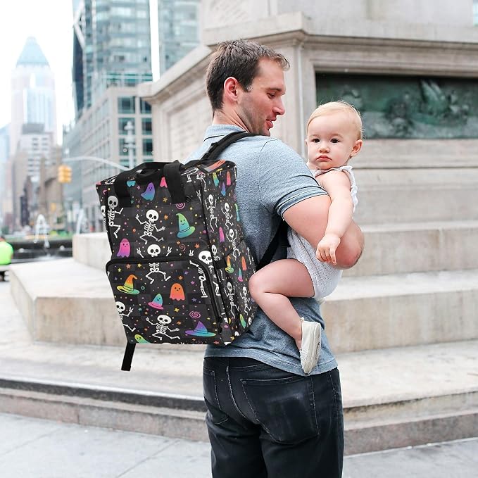 Skull Beige Peonies Diaper Bag Insul Bottles Stroller Straps