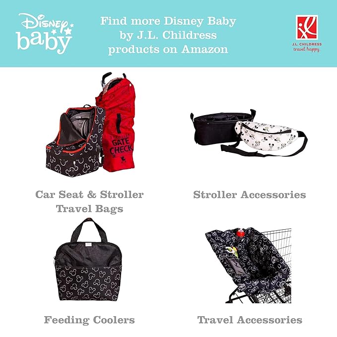 Disney Baby by J.L. Childress Full Body Portable Changing Pad for Babies - Diaper Changing Mat for Travel, Baby Accessory Essentials, Wipeable & Water-Resistant, Foldable & Compact- Mickey Mouse Black