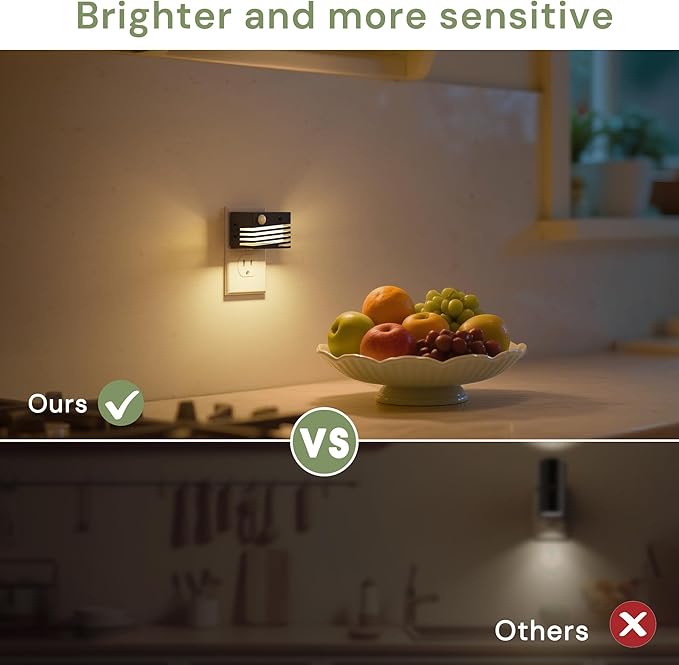 L LOHAS LED Plug in Motion Sensor Night Lights, Dusk to Dawn Sensor, [2 Pack] Dimmable Night Light Plug into Wall, Adjustable Brightness, 3000K Soft White for Bedroom Bathroom Hallway (Black)