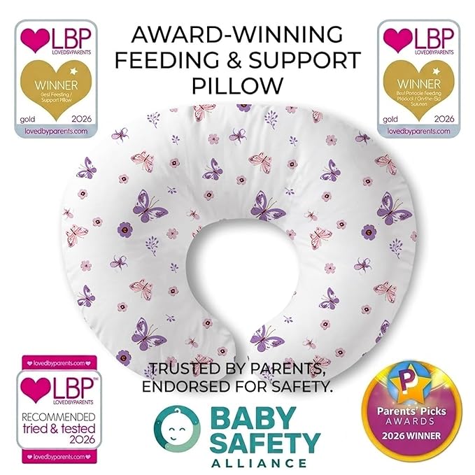 Plushii Nursing Pillow for Breastfeeding, Soft and Supportive Breastfeeding Pillow for Mom and Baby, Cute Feeding Pillow with Removable Cover for 0??2 Months, Butterfly Dreams