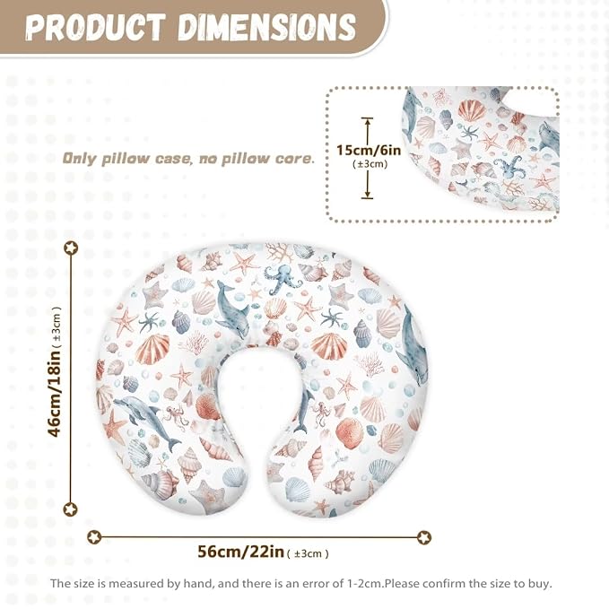 Dolphin Starfish Baby Fashion Nursing Pillow Cover Baby Breastfeeding Slipcover Newborn Safety and Comfy Cover for Daily Life, 2 Packs