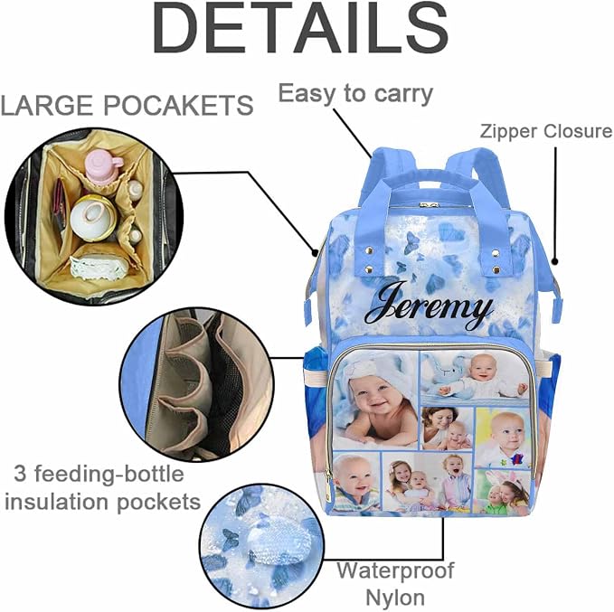 M YESCUSTOM Custom Baby Diaper Backpack Large Diaper Bag with Insulated Pockets Mommy Bags Boys Girl Unisex Multifunction Travel Baby Newborn Gift 8 Photos