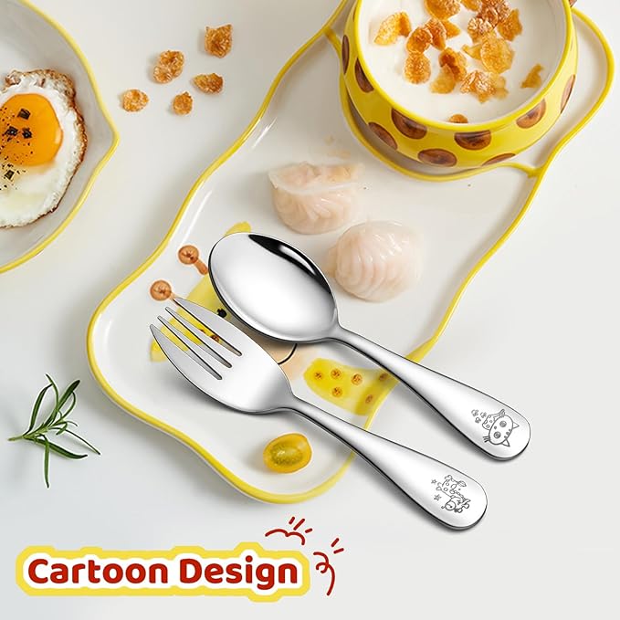 LIANYU 10-Piece Toddler Utensils Set, Stainless Steel Children Silverware Set with Kids Forks and Spoons, Kids Utensils Cutlery, Toddler Flatware for Preschooler and Child, Dishwasher Safe