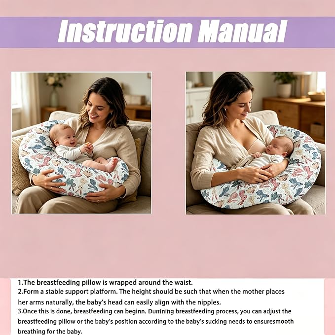 Nursing Pillow Breastfeeding Pillow Removable cover Machine washable | Conforming to ergonomic design. Detachable cover. Machine washable. Breathable fabric.Arm fatigue free Soft supportive fill
