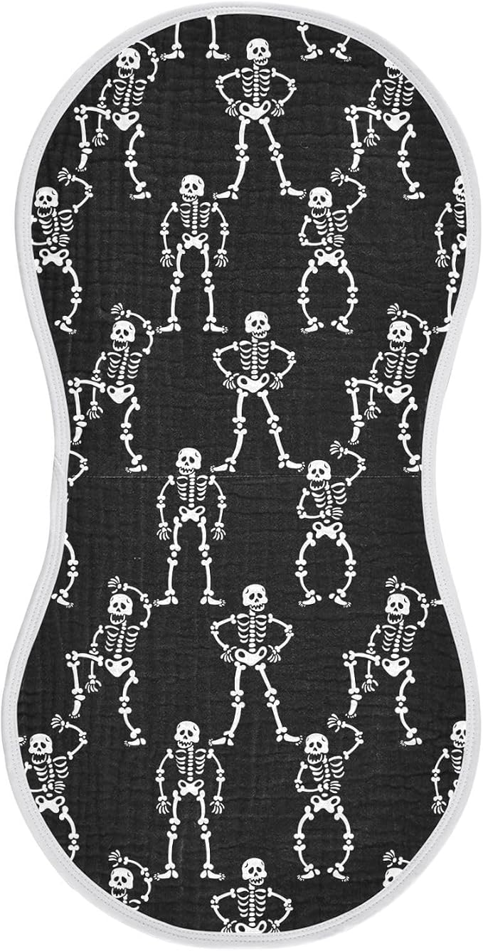 vvfelixl Muslin Burp Cloths Halloween Skeletons Baby Washcloths for Baby Girl Boys 2 Pack