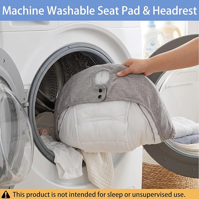Electric Baby Swing for Infants, 5-Speed Adjustable Swing with Bluetooth Music, Timer, 5-Point Harness and Stable Base for Supervised Daytime Use (Gray)