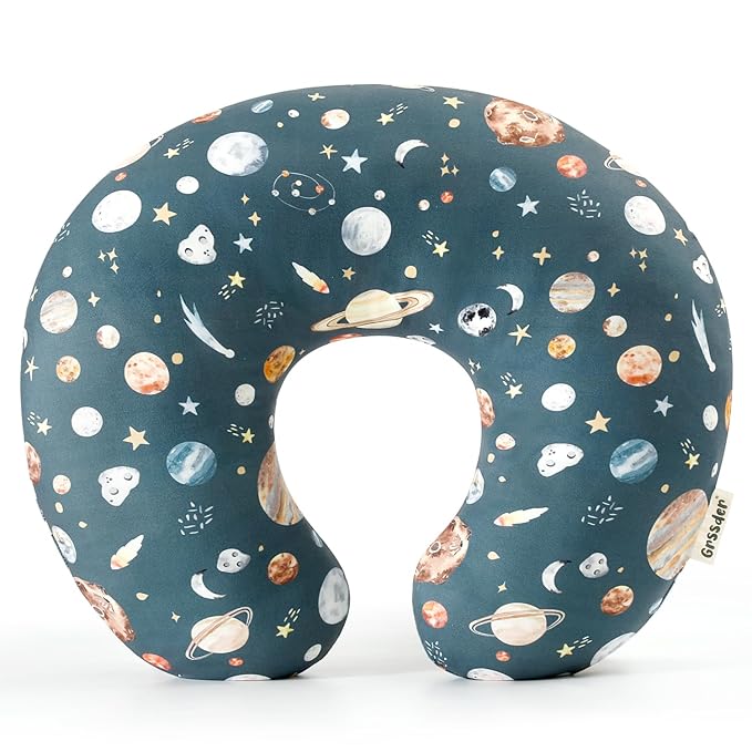 GRSSDER Reversible Nursing Pillow Cover, Ultra Soft Stretchy Minky Removable Nursing Covers Fitted for Breastfeeding Pillows Snug and Safe, Comfortable Slipcover for Boys, Stylish Original Print