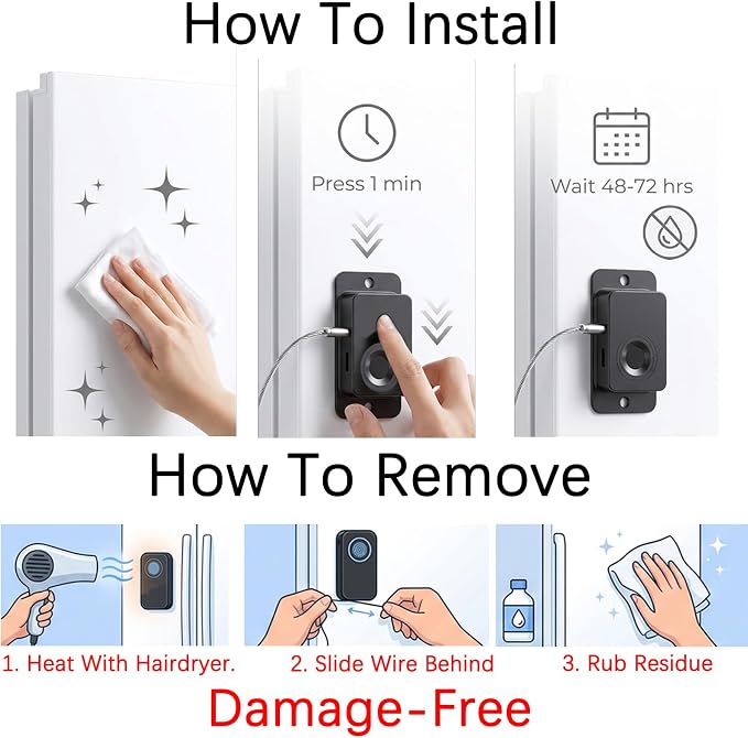 Fingerprint Refrigerator Lock Child Safety No Drill 20 Users | Biometric Latch for Adults Teens Pet, Emergency USB Key, for RV Cabinet French Fridge Freezer Drawer Window, Adhesive / Screw