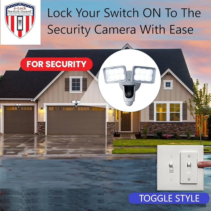 eLock Switch Guard for Toggle Switches | Child Proof Light Switch Lock with ON/OFF Push Button | Made in USA | Protect Devices, TV's, Security Camera, Gas Fireplace | Safety Cover | White | 4 Pack