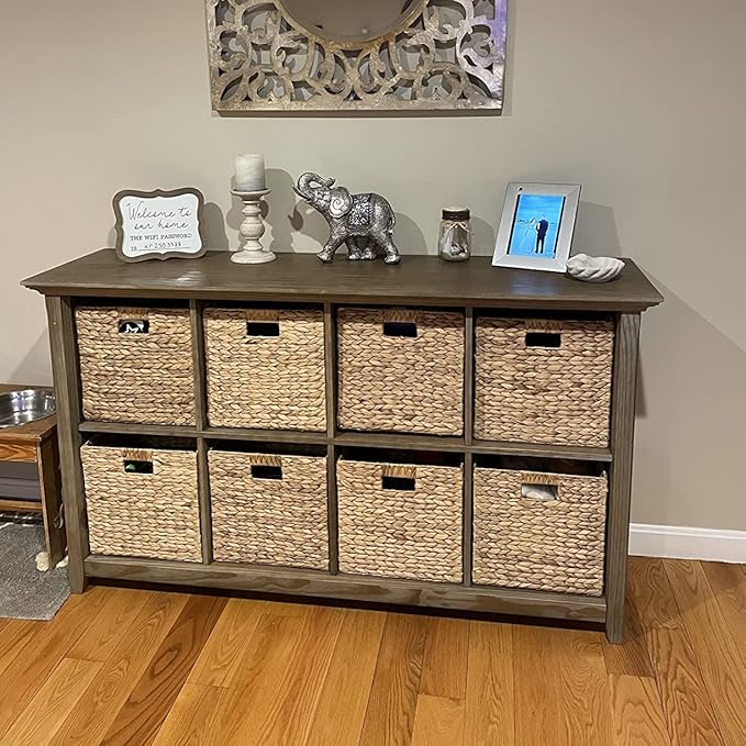 M4DECOR 10.5 x 10.5 Storage Cubes ??Water Hyacinth Wicker Baskets for Organizing, Wicker Storage Cubes, Storage Baskets for Shelves (4 Packs 10.5in)