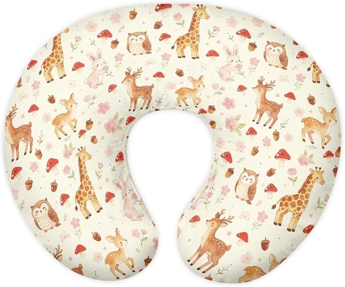 Cute Animals Baby Nursing Pillow Cover for Moms Soft Comfortable Newborn Nursing Pillow Covers for Baby Girl Boy Removable Breast Feeding Pillow Cover