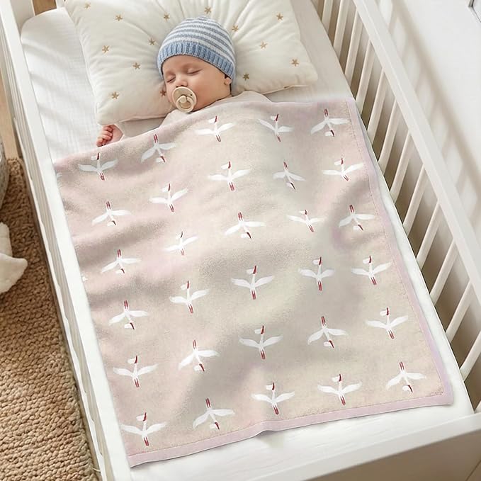 Receiving Baby Blanket,100% Luxury Cotton Knit Baby Blanket,Lightweight Cozy Neutral Swaddling Blanket for Newborns,Boys & Girls,Infant and Toddler