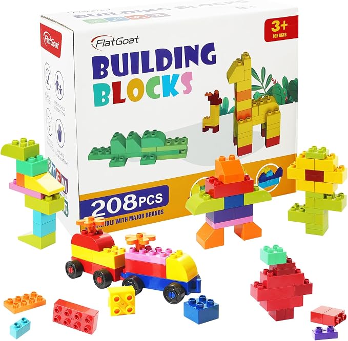 208 Piece Large Building Blocks Set - Classic Big Bricks Compatible with All Major Brands, STEM Educational Toys for Kids Ages 3+, Creative Construction Gift for Boys Girls