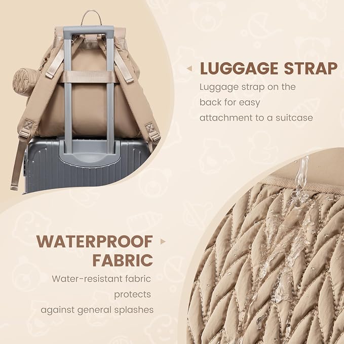 LOVEVOOK Diaper Bag Backpack, Small Baby Bag, Cute Baby Diaper Bag, Stylish Water-Resistant Travel Baby Bag for Mom, Baby Backpack with Changing Pad, Stroller Straps -Nude